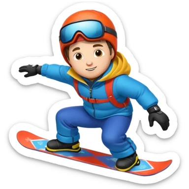 big round super harry guy snowbording down mountain sticker