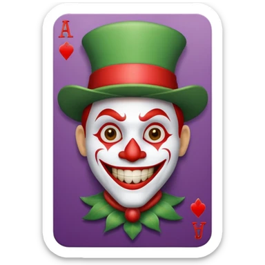 poker card with a funny jolly joker inside the card sticker