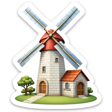 A big vintage Windmill with white bricks  sticker