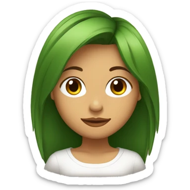 Chica con el pelo cortado capas color castaño y ojos verdes, cara redonda sticker