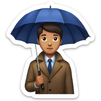 Man with umbrella , streetlight reflection, Midnight Wander. sticker