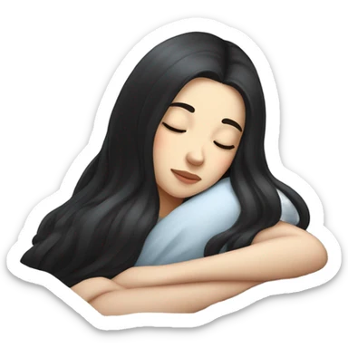 pale girl with long black hair sleeping  sticker