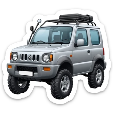 make a silver 1999 suzuki jimny emoji with big mud tyrpes and a snorkel sticker