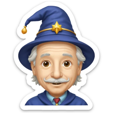 Albert Einstein, wearing wizard hat custome sticker
