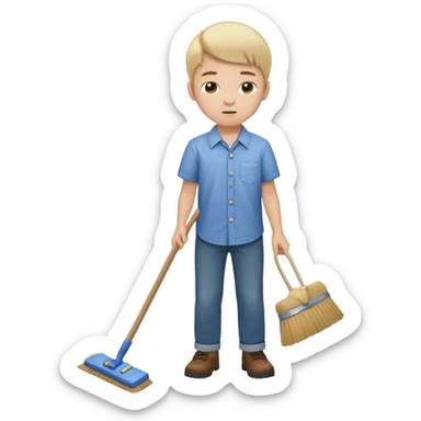 niño barriendo sticker