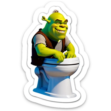 Shrek in a toilet sticker