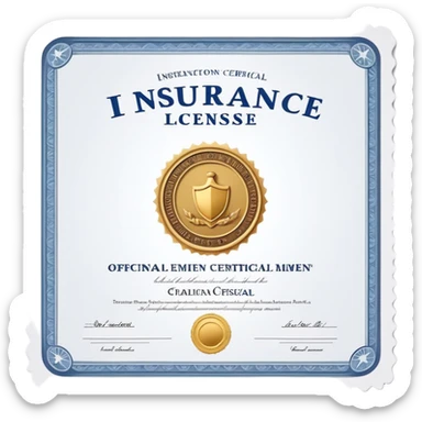 insurance license certificate with official seal sticker