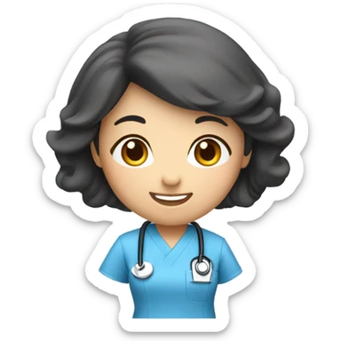 cute Asian nurse with smile, without hat, blue clothes sticker