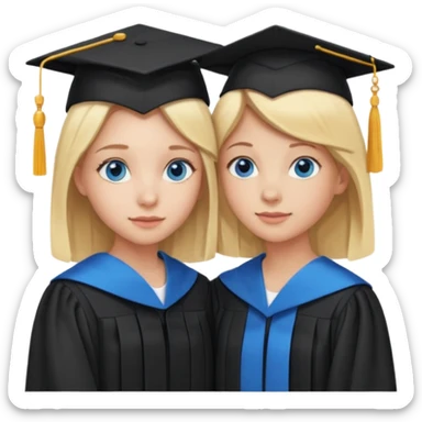 Educated and proud masters graduate with blue eyes blonde hair add her daughter who is also graduating sticker