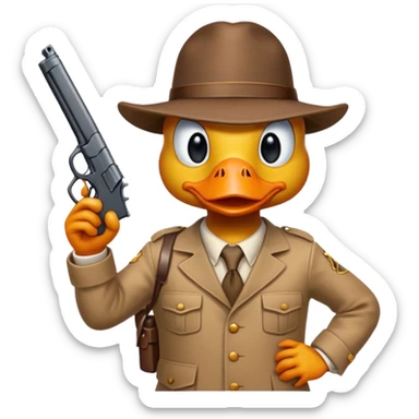 angry duck with a gun in his hand pointing at us  sticker