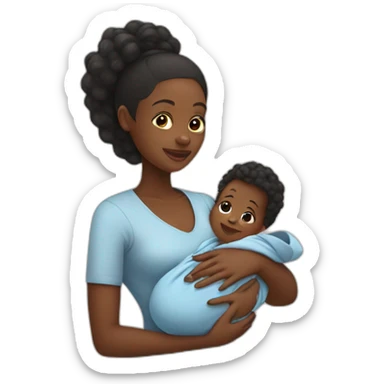 African black Mom holding newborn baby sticker