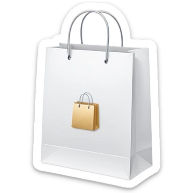 Minimalist shopping bag with soft modern lines, small sparkles, clean design for clothing store, simple elegant shopping icon sticker