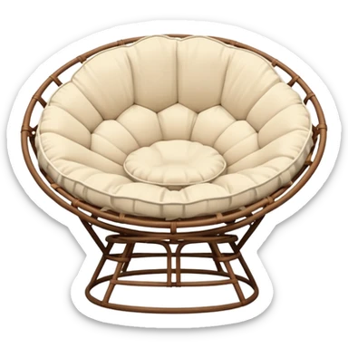 Light brown Papasan chair with cream cushion sticker