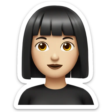 fat white girl with black hair and bangs sticker
