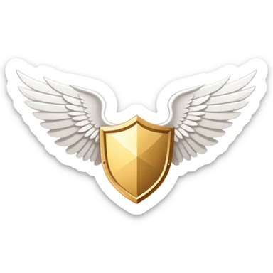 Simplified minimalist gold shield with small white wings and VIP text in the center, clean design sticker