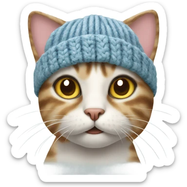 Cat wearing knitted hat sticker
