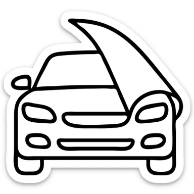 outlined icon of a premium glossy black car, part covered by a rolled light gray transparent film, clean lines, modern look, curved film effect sticker