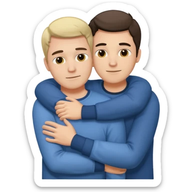 Two males hugging for comfort sticker