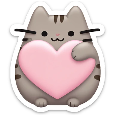 pusheen light pink heart sticker