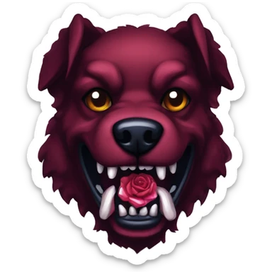 8 bit demonic mutated  dog dark red in color. The teeth made out of sapphires and holding a rose in its mouth sticker