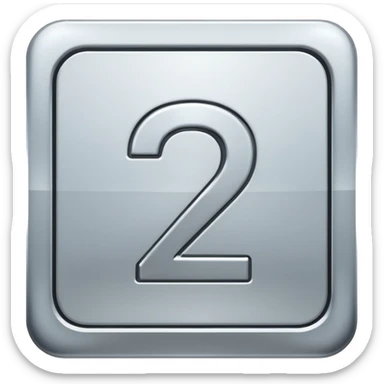 Make a square icon for a paid subscription, silver, and the number 2. sticker
