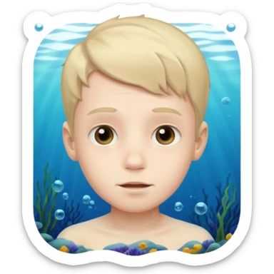 Underwater boy face sticker