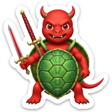 A devil in a turtle carapace add devil sword sticker