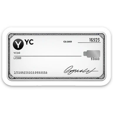 bank check for yc company sticker