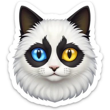 Gato preto do olho amarelo, e branco do olho azul juntos um do lado do outro sticker