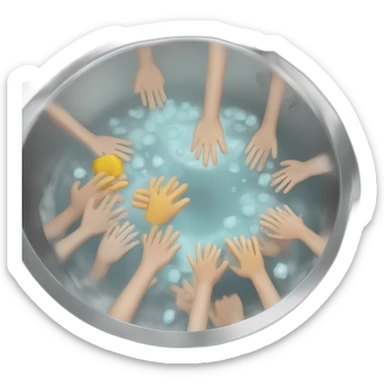 crowded hand washing sink sticker