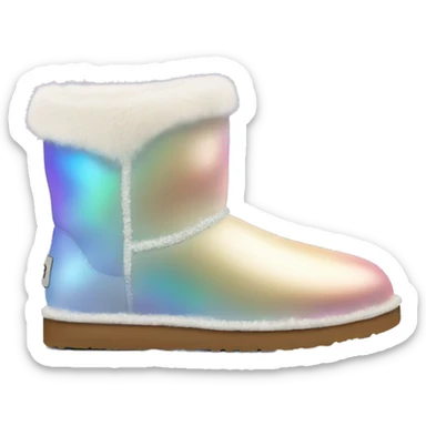 Pair of iridescent fur Ugg boots.  sticker