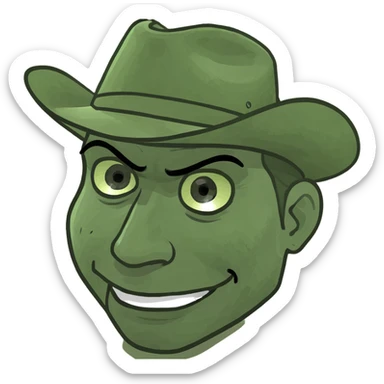 Really grumpy, skinny looking old man with a cow boy hat  sticker