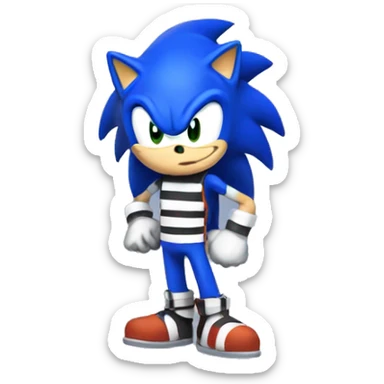 sonic wearing a prisoner outfit sticker