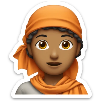 female with orange bandana sticker