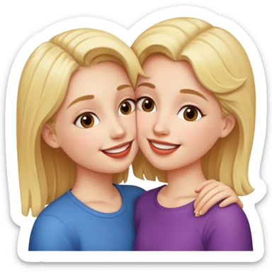 A girl kisses her friend sticker