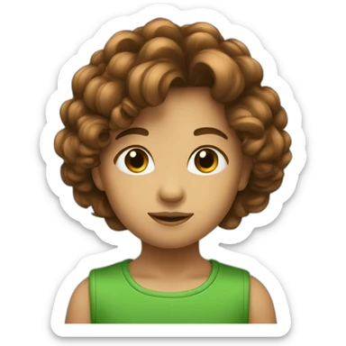 Enfant cheveux marron et œil vert sticker