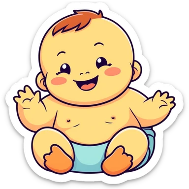 Chubby baby laughing  sticker