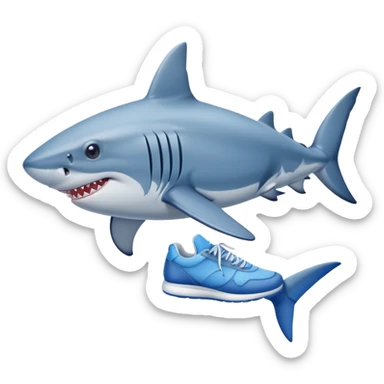Tiburón con piernas y zapatillas azules  sticker