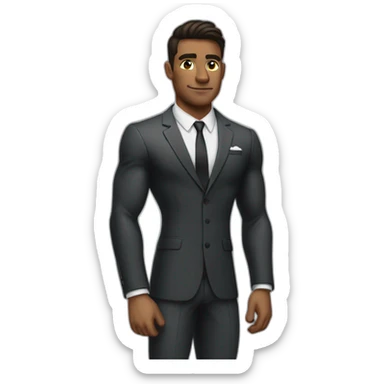 muscular guy in a suit sticker