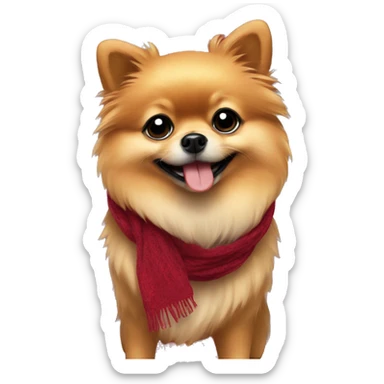 Pomeranian wearing a scarf sticker