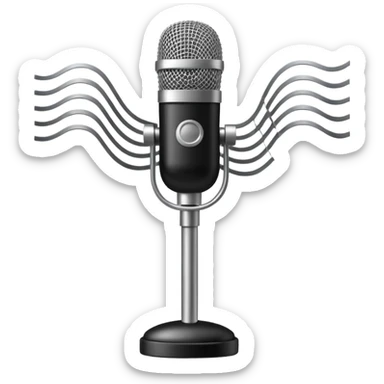 microphone on a stand with sound waves sticker
