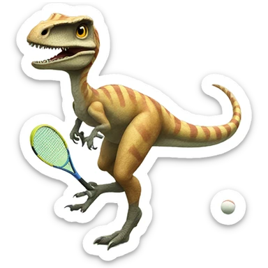 Velociraptor playing tennis sticker