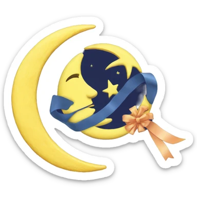 yellow full moon with ribbon sticker
