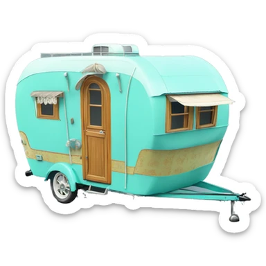 Realistic tiffany blue vintage round gypsy caravan wagon camper sticker