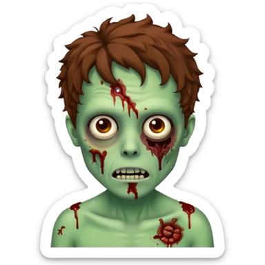 Zombie with lil bit curly medium brown hair sticker
