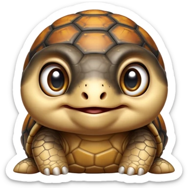cinematic-baby tortoise-realistic--emoji,,-cute-wise-face-peering-ahead-with-calm-determination,-cute large-eyes-reflecting-centuries of wisdom, sticker