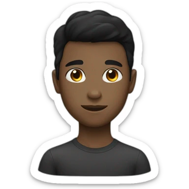 black-haired, dark and straight boy with a square face sticker