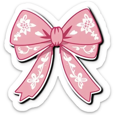 Soft pink bow with embroidery  sticker