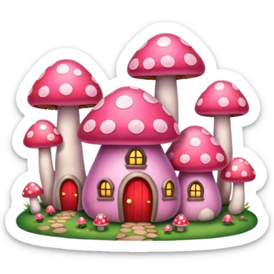 pink mushroom houses sticker