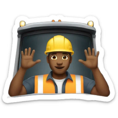 dump truck driver in dump truck with prayer hands sticker